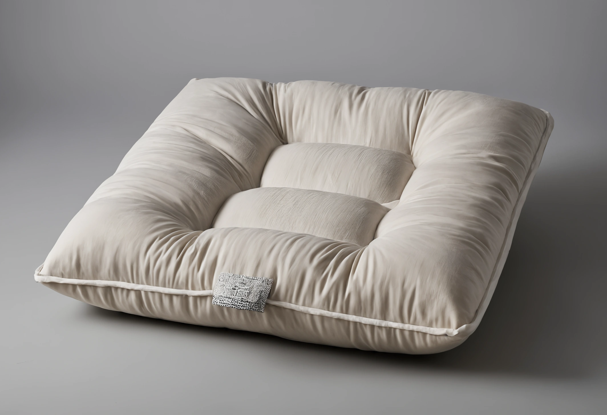 Cutaway of a seat cushion showing baffled chambers, foam core and feather wrap layers